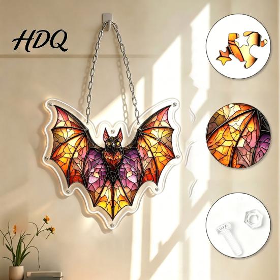 Puzzle Suncatcher Acrylic Owl Puzzle Colorful Rainbow Reflection Hanging Pendant No-Glue Relaxing