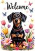 Welcome Spring Summer Garden Ag Dachshund Dog & Owers Double Sided 12x18 Inch Outdoor Yard House Ag Decoration AAS