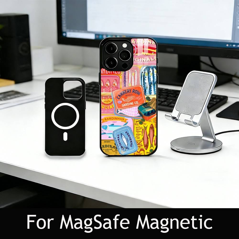 S-Sardines F-Fish Art Phone Case For iPhone17,16,15,14,13,12,11 Plus,Pro Magnetic with Magsafe Wireless Charging