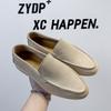 One-pedal men's shoes flat loafers casual foot cover lazy summer retro solid color leather shoes 8253-W