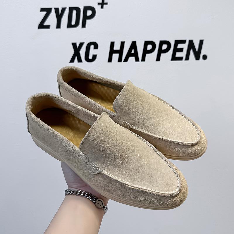 One-pedal men's shoes flat loafers casual foot cover lazy summer retro solid color leather shoes 8253-W
