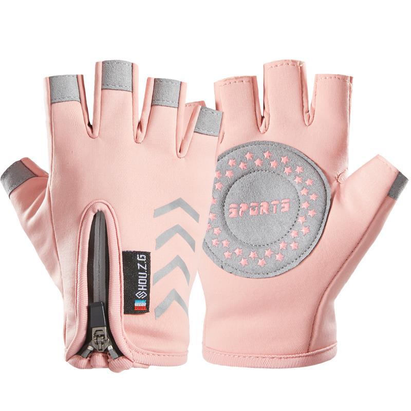 Autumn and winter children's half-finger gloves, velvet warm boys and girls, non-slip half-finger children, student sports riding