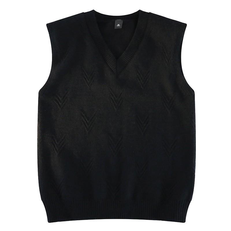 Mens V-Neck Knit Vest Lazy Style Sleeveless Sweater Retro Fashion Cardigan Layering