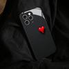 Black background and small red heart glass phone case suitable for iPhone 17 16 15 14 13 12 11Pro Max Plus shockproof back cover