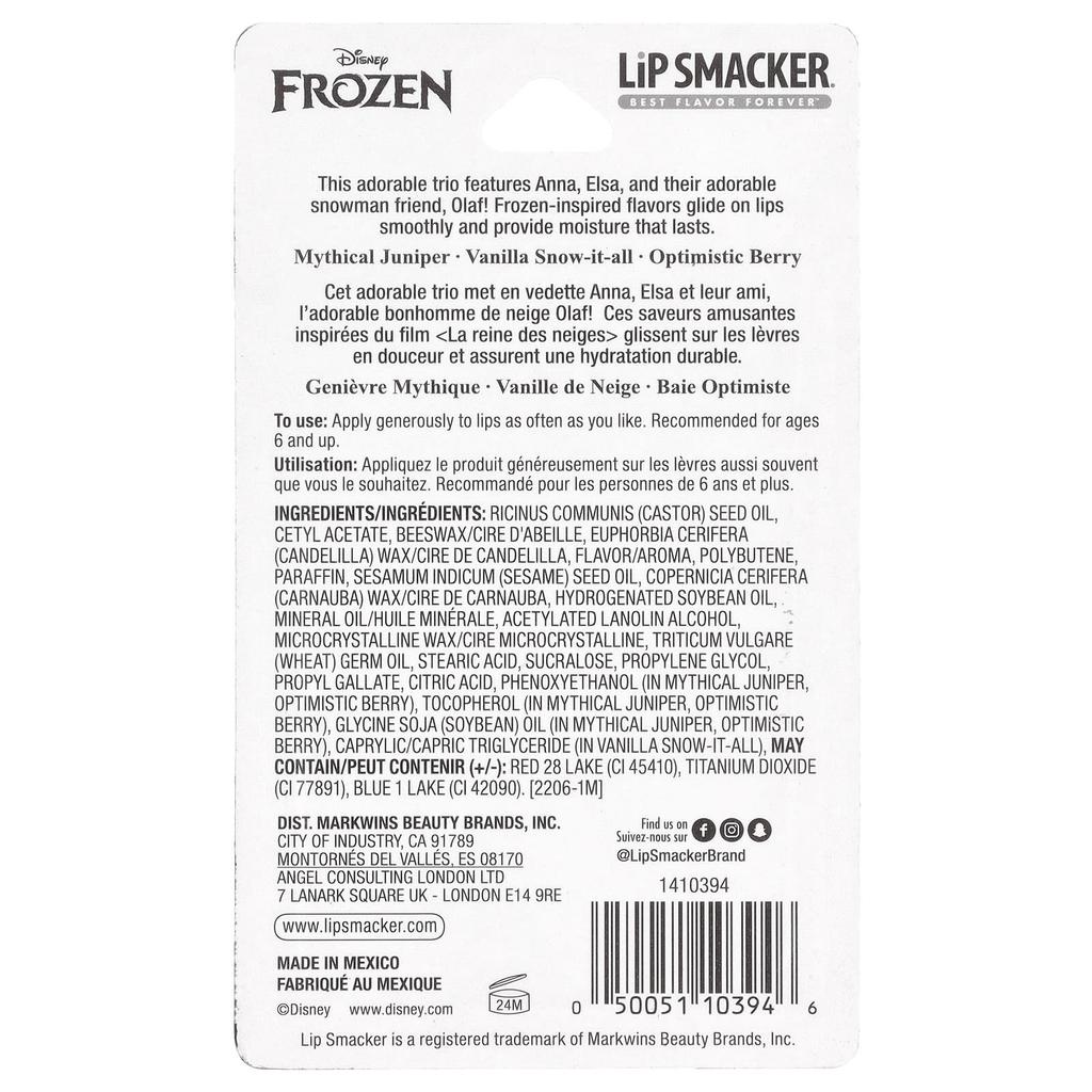 Disney Frozen II, Lip Balm, Trio Pack, 3 Pack, 4G (0.14Oz) Each