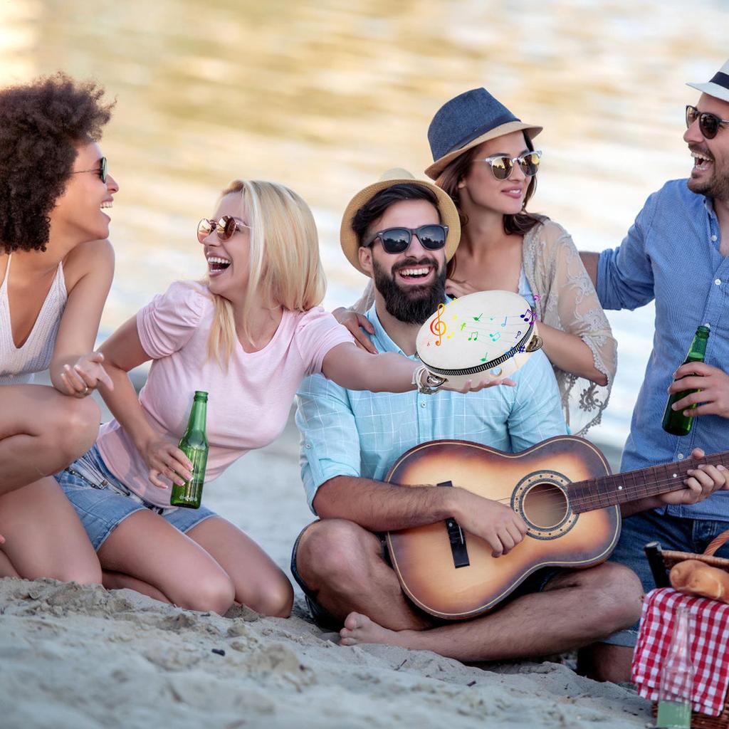 Small Tambourine 6 Inch Hand Held Drum Tambourine 6 Pieces Percussion Musical Instrument Educational Drum for Game Yoga Dance