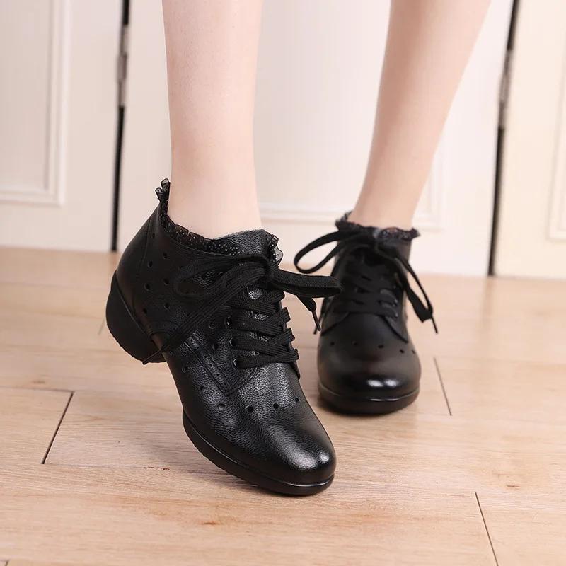 High Quality Women Genuine Leather Boots Woman Shoes Soft Girls Ballroom Modern Dancing Shoes Ladies Dance Boots Sneakers
