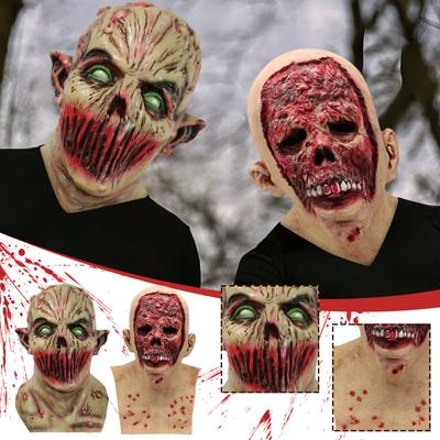 Strašidelná celohlavová realistická maska ​​s vlasy, hororová hniloba na obličej, děsivá maska ​​Walking Dead pro Halloween Cosplay Maškarní kostýmová párty