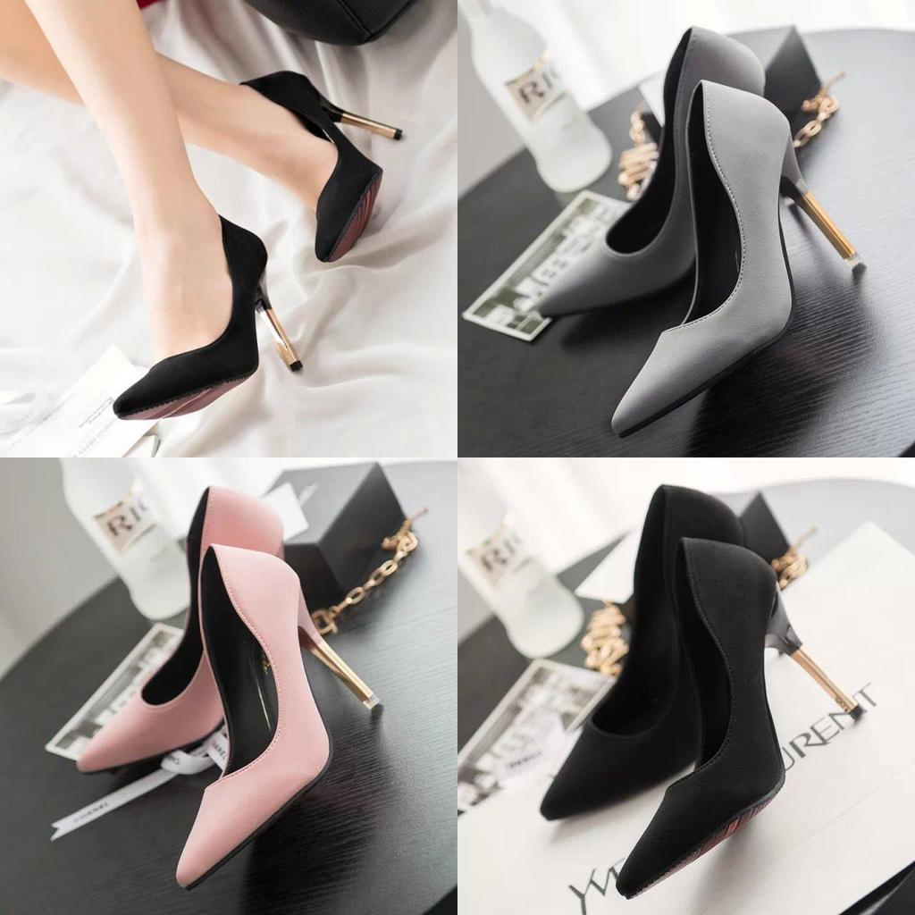 High Heels For Women With Metal Accents And Pointed Toe For Office And Nightclub Wear