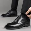 2025 Spring Autumn New Business Men's Dress Shoes Solid Color Fashion Solid Color Leather Shoes Male Lace Casual Increase Loafer
