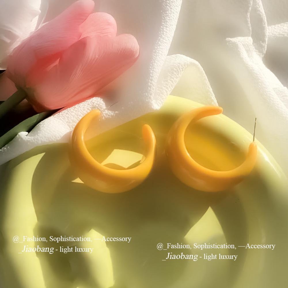 Silver Needle European-American C-Shaped Exaggerated Circle Stud Earrings with High-End Style