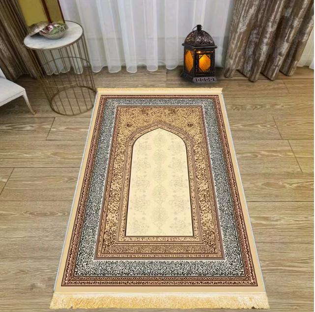 Prayer Carpet with Tassels Anti Slip and Foldable Carpet Places Such As Family Lobbies and Living Rooms for Home Decoration