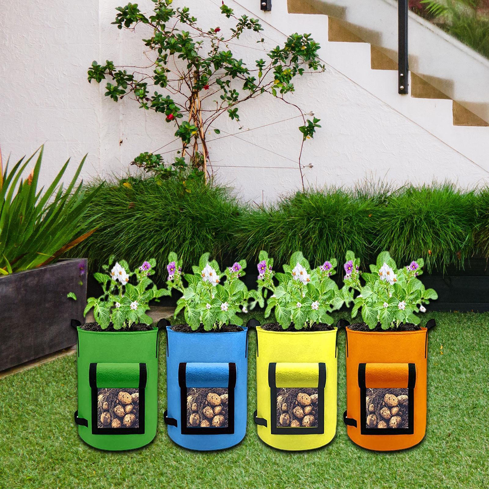 

4 шт. разноцветных мешков для выращивания картофеля, садовые горшки, аксессуары, воздухопроницаемые, многофункциональные с 35cmx30cm