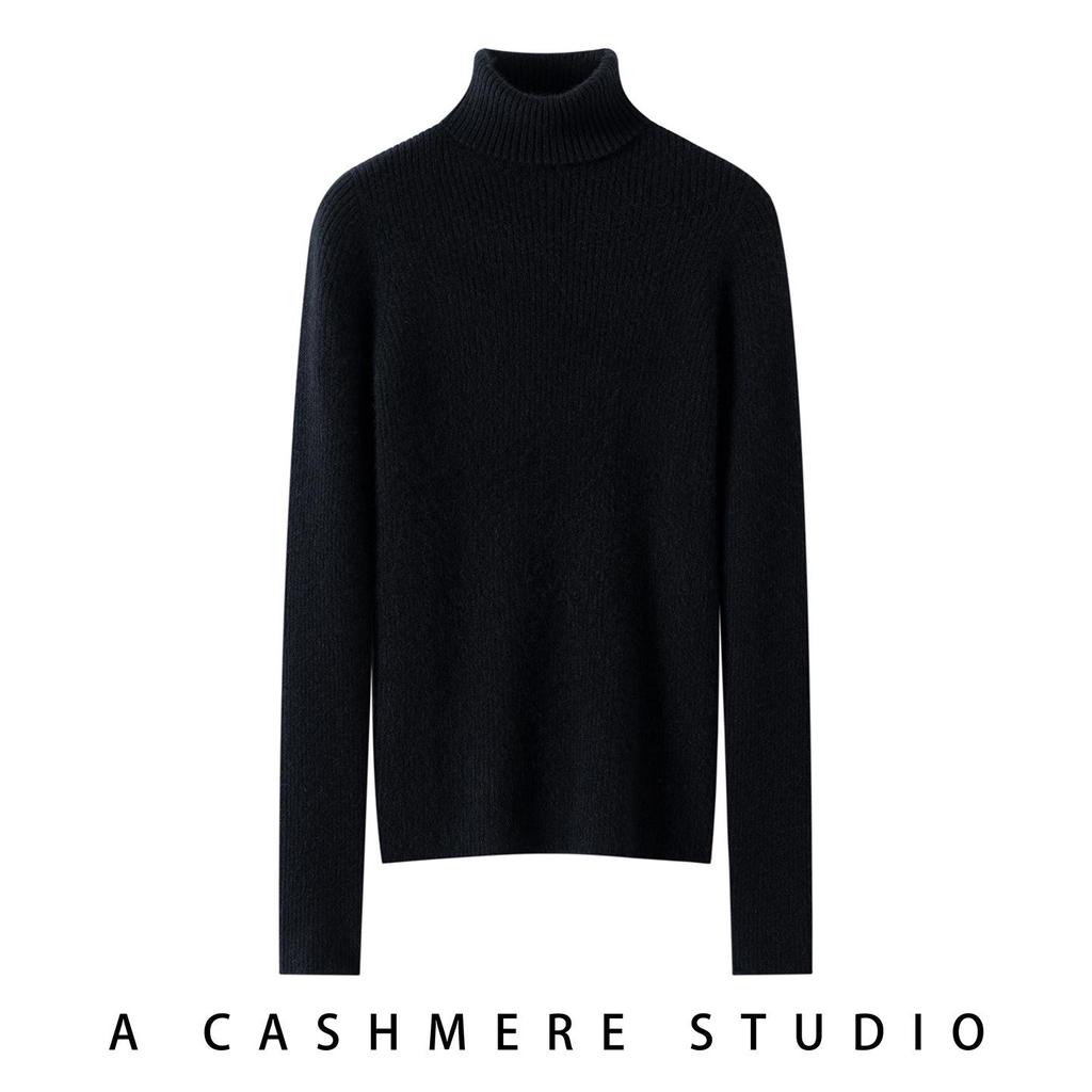 Women's High Neck 100% Pure Cashmere Sweater - Thickened, Slimming, Warm Knit Base Layer