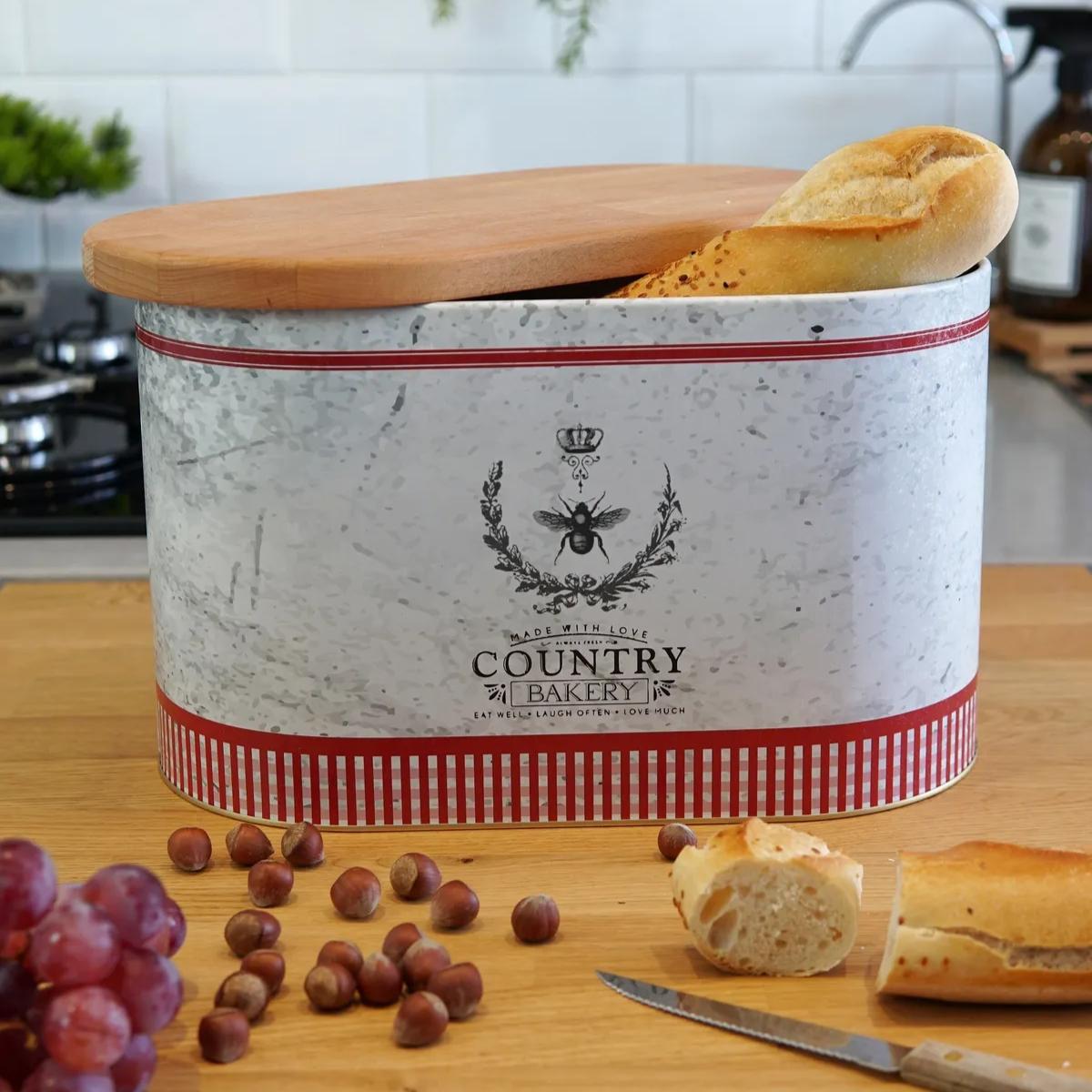 

Блюдо для хлеба с деревянной крышкой и рисунком Country Bakery, 11 л