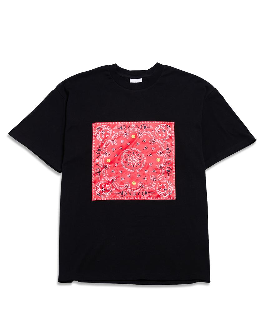 VERSE ONE Paisley Logo Bandana T-Shirts Black/Red