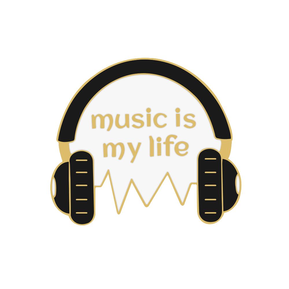 Personality Music Enthusiast Badges Pins MUSIC IS MY LIFE Earphone CD Brooches Kids Backpack Decoration Pins Jewelry Gift Girl