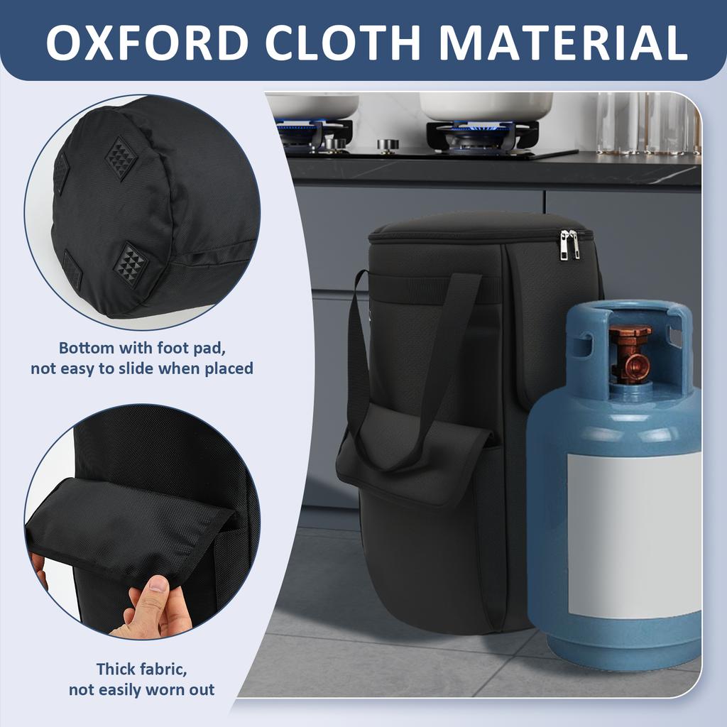 20 lb Propane Gas Tank Bag Oxford Cloth Waterproof Propane Tank Cover with Side Flip Flap and 2 Storage Pocket Gas Bottles Cover