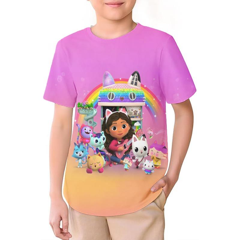 

Gabby Dollhouse Kids 3D printing High Quality Tops Gabby Dollhouse T Shirts For Girls Cute Childrens Clothing Summer Short Sleeve Crewneck Tees 3D TOP 110