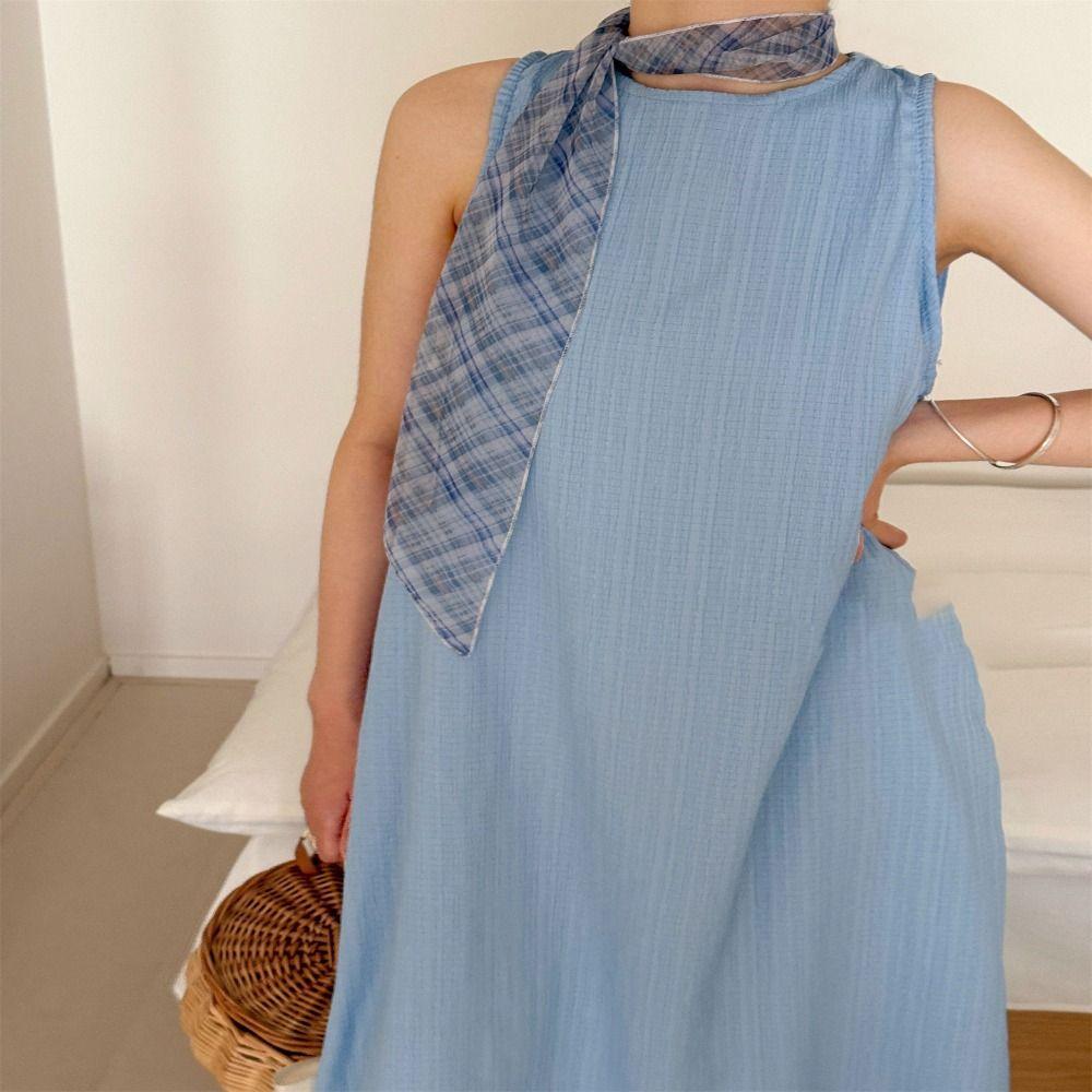 Cravat Flower Scarf Bow Ties Long Ribbon Scarves Plaid Pattern Long Silk Scarf  Scarf Accessories