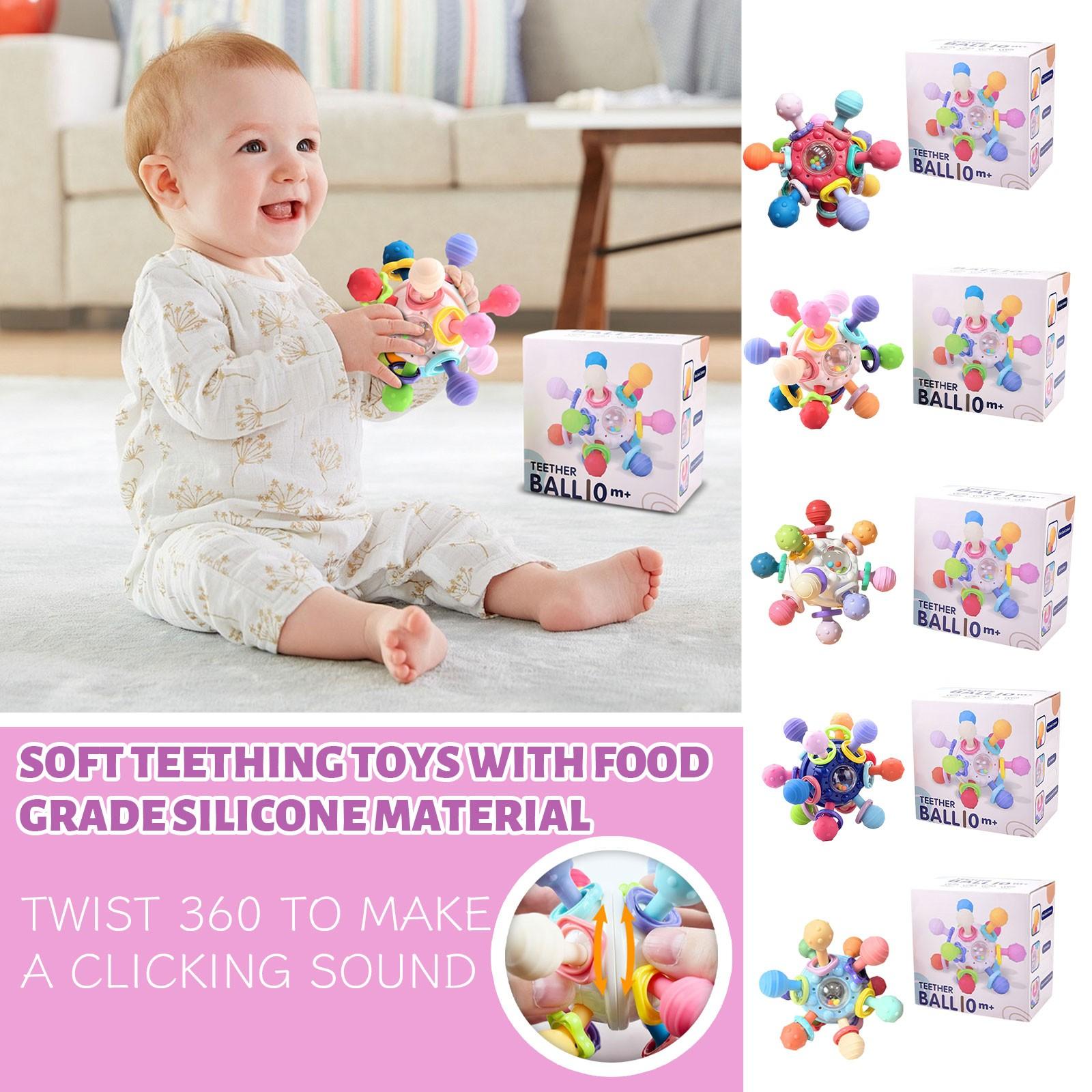 

Children s Teething Hand-held Soothing Soft Rubber Ball Toy One Size темно-синий