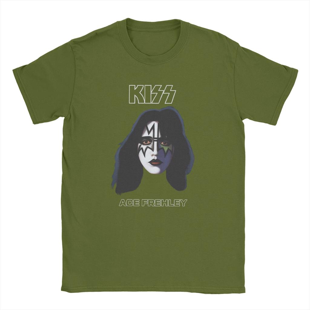 Vintage Ace Frehley Spaceman Kiss Band T-Shirt Men Crewneck 100% Cotton T Shirt Short Sleeve Tee Shirt Plus Size Clothing
