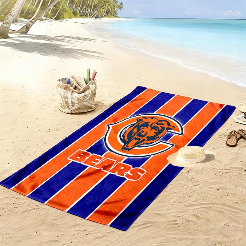 Chicago Bears Print Beach Towel, Large Soft Quick Dry Towel for Beach Camping Swimming