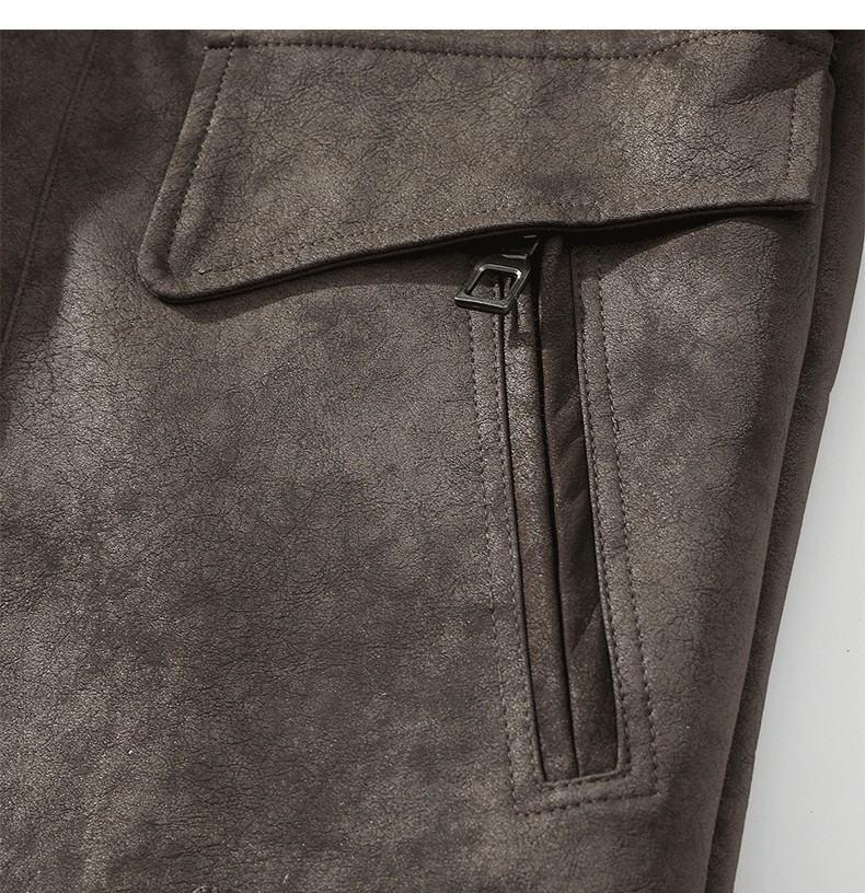 Men's Plus Size Lapel Leather and Fur Jacket - Winter Edition