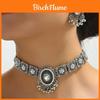 Vintage Geometric Silver Necklace Earring Set For Women With Glittering Crystals Spring