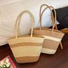 New Beach Straw Woven Shoulder Bags Versatile Simple Straw Woven Bags Large Capacity Tote Bags Women's Beach Vacation Beach Bags