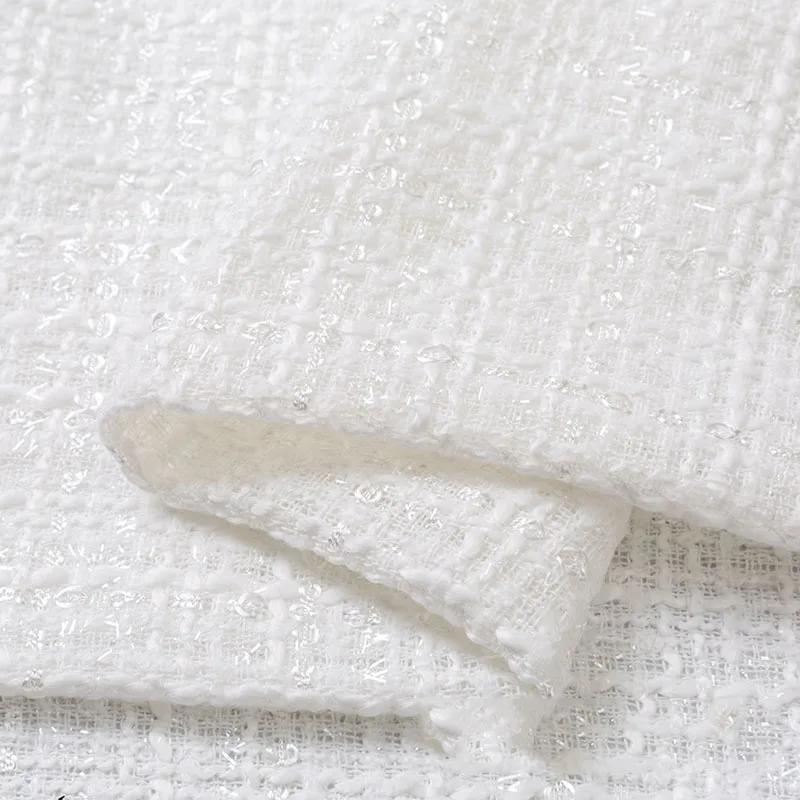 Thicken Tweed Fabric  for Vest Coat  Dress Clothing DIY Sewing Sequins Woolen Cloth Black White Red Blue By Half A Meter Winter