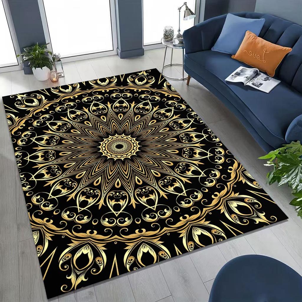 2026 Rainbow Mandala Flower Chakras Yoga Bohemia Art Rug for Bedroom Living Room Sofa Home Doormat Decor,Kid Non-slip Floor Mat