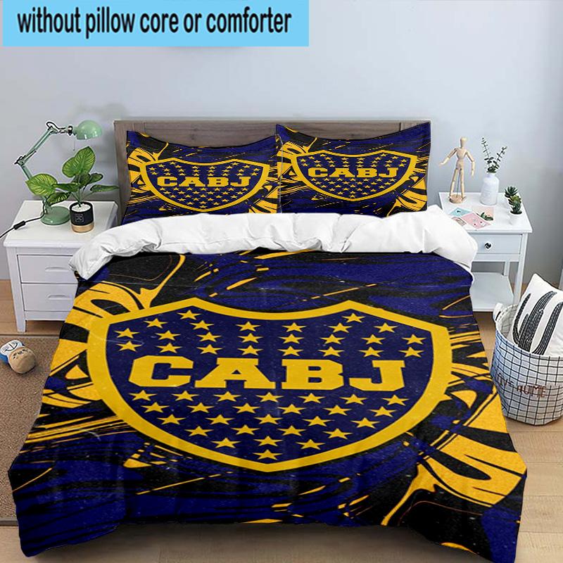 3pcs Boca Juniors Football Club Design Bedding Set Duvet Cover Closure Includes 1 Duvet Cover & 2 Pillowcases Bedding Sets Home Decor Gifts