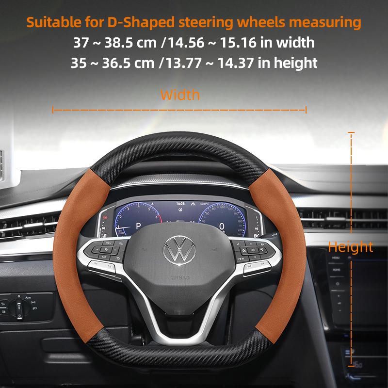 AABGI1 Suitable for Volkswagen Suede Matte Carbon Fiber Texture Steering Wheel Cover Suitable for Polo Golf 5 6 7 up Gol Volante Scirocco Passat