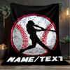 1PC Custom Name Baseball Player Silhouette Art outdooor Flannel blankets Throw Blanket All-Season Throw Gift Bedspread for Couch, Bed, Camping Holiday