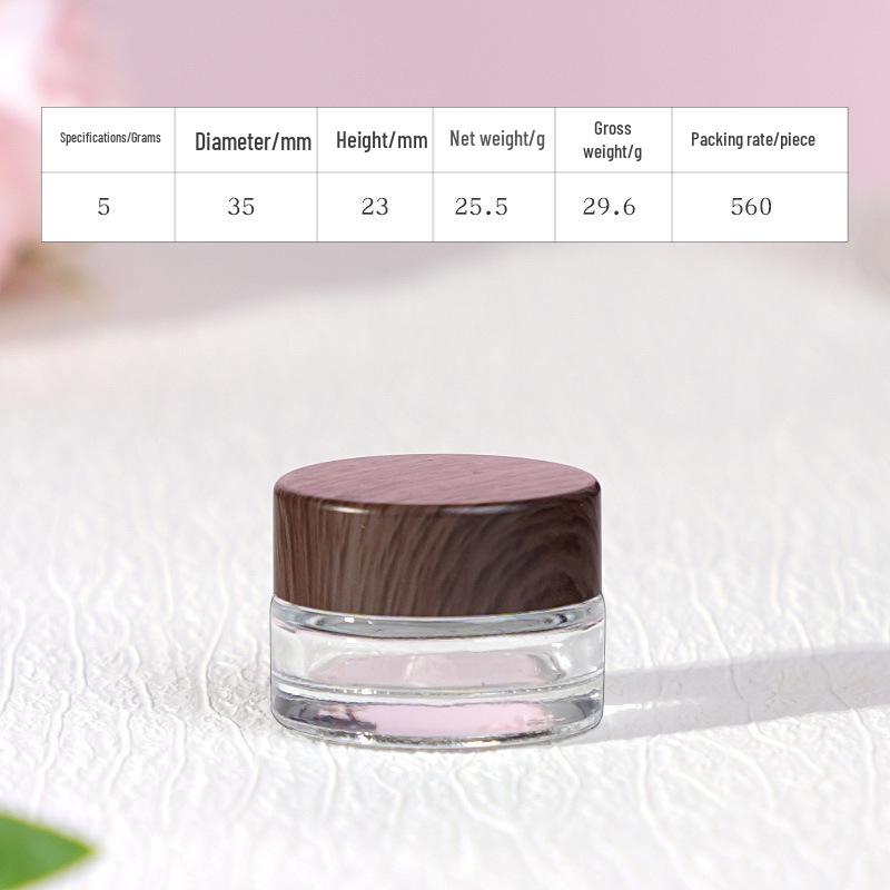 Travel Size Cosmetic Cream Bottle with Wood Grain Lid for Skincare and Makeup Remover