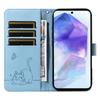 For Samsung Galaxy A55 5G Wallet Case Cat Pattern Imprint Leather Phone Cover with Wrist Strap