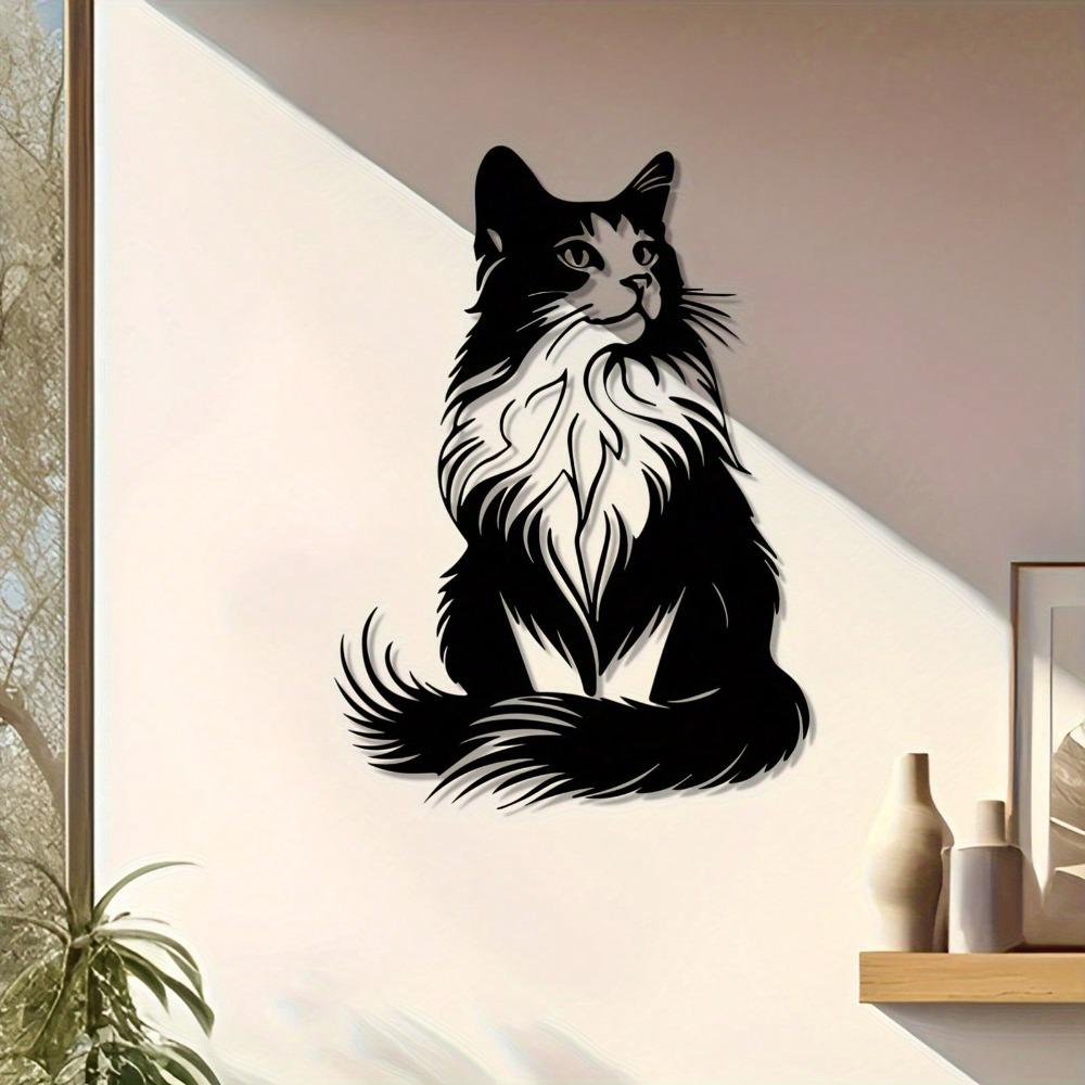Retro Black Cat Metal Wall Art Vintage Sculpture Home Decor Gift
