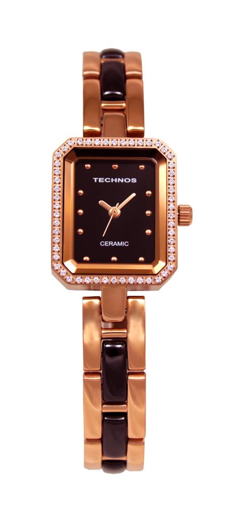 Ceramic Pave Watch T9831PB Rose Gold [Technos] Women's