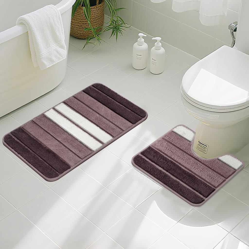 Bath Mat Set 40x60cm and 50x80cm Extra Soft Absorbent Microfiber Non-Slip Washable Rugs for Shower Floor Bathmat Bathroom Decor