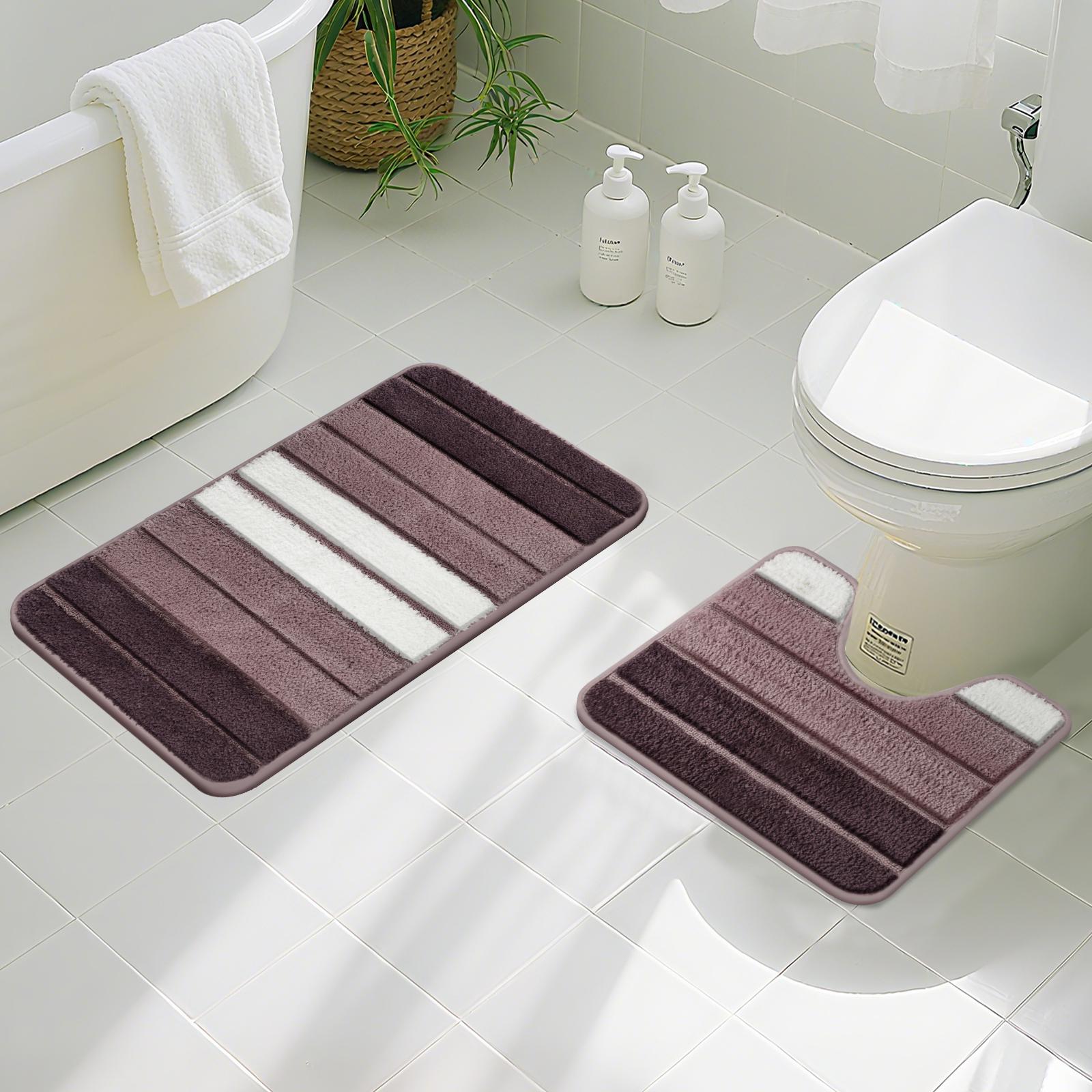 Bath Mat Set 40x60cm and 50x80cm Extra Soft Absorbent Microfiber Non-Slip Washable Rugs for Shower Floor Bathmat Bathroom Decor