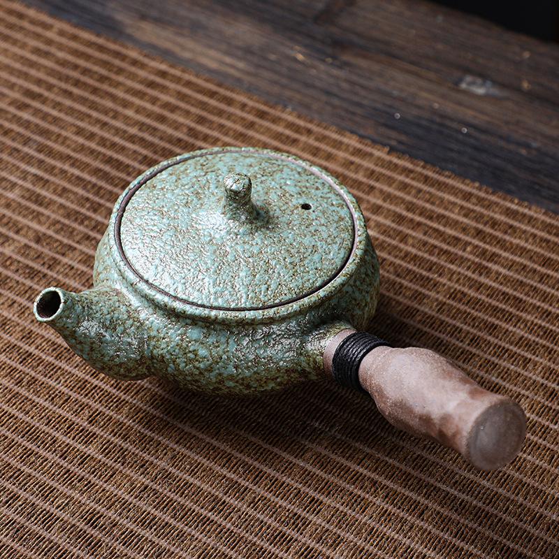 Ιαπωνικού στυλ χοντρό κεραμικό τσαγιέρα για να φτιάξετε τσάι Οικιακό ρετρό κεραμικό σετ τσαγιού Kung Fu Μονή κανάτα Μικρή πορφυρή άμμος Xishi με ανυψούμενη λαβή στο πλάι