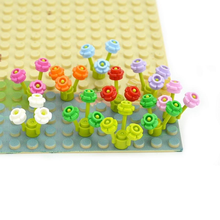 MOC Plant Building Blocks 24866 1x1 five Petal Flowers Grass DIY Educational Assembles Floret Compatible 24866 Construction Toy