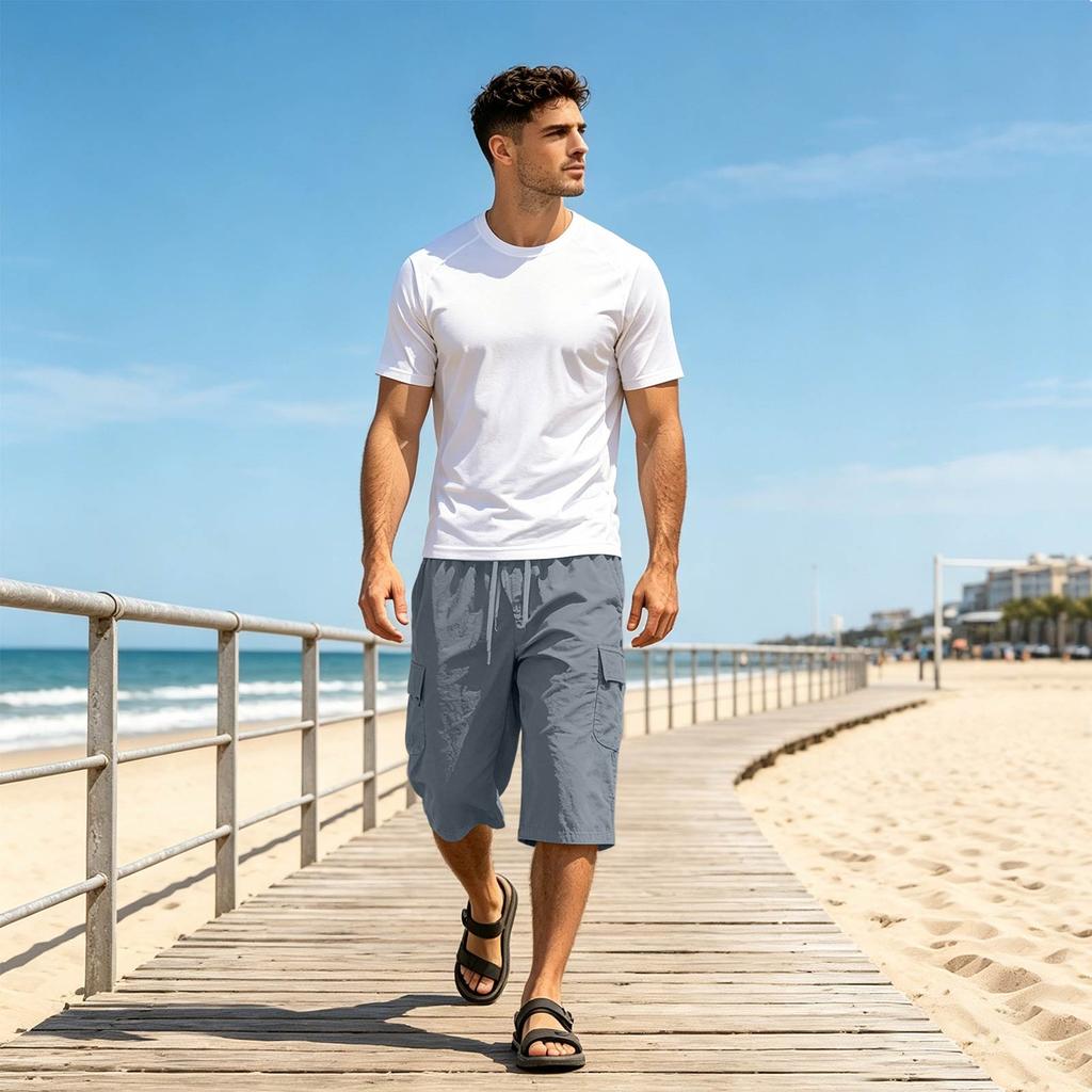 Men's Casual Cargo Shorts Lightweight Breathable Knee Length Summer Shorts with Multiple Pockets for Outdoor Activities and Everyday Wear
