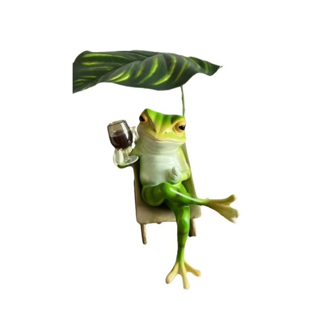 

Cute Garden Frog Statue Cartoon Animal Sculpture Desktop Ornament Vacation Frog Ornament Balcony