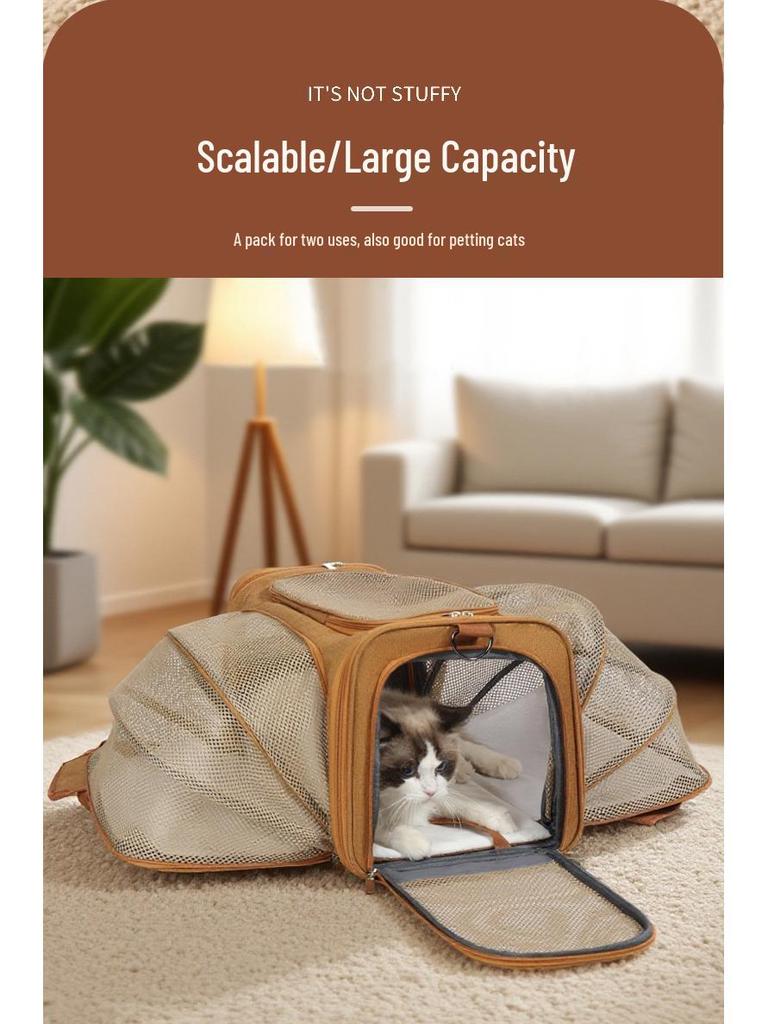 Expandable Handheld Cat & Dog Carrier with Plush Cushion