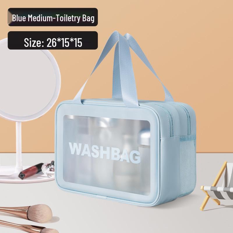 Transparent Wet/Dry Travel Makeup Bag with Large Capacity