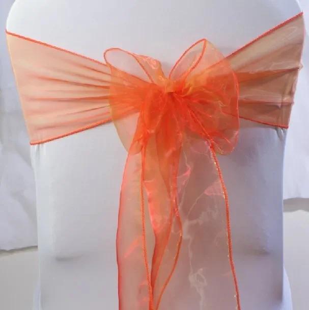 50pcs/100pcs Wedding Chair Sash Ties Crystal Organza Chair Bow Sash Knots For Party Event Banquet Decoration