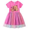 Kids' Korean Style Rainbow Sequin Princess Dress with Mesh Pleats - Short Sleeve for Summer, Long Sleeve for Spring/Autumn
