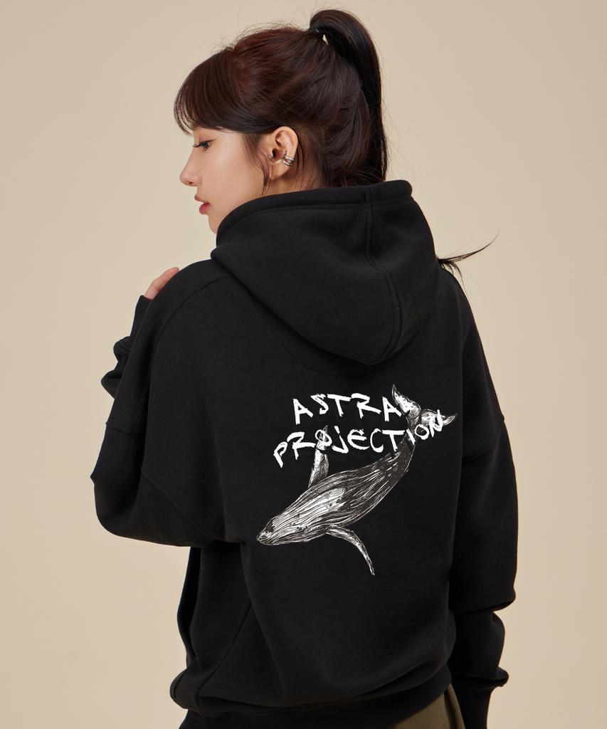 Whale Oversized Wide Shoulder Hoodie_Black